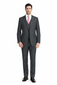 Mens Charcoal Tiglio Suit – Classic 3 Piece Dark Grey Suit for Business, Wedding and Formal Wear