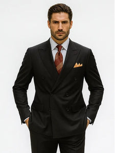 Men’s Premium Black Double Breasted Poplin Classic Suit