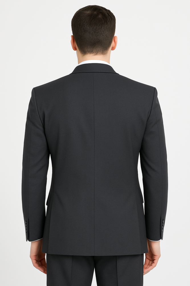 Mens Classic Wool Feel Double Breasted Suit in Heather Grey