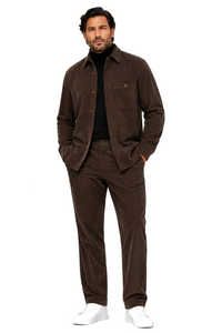Men's Corduroy Shirt and Pants Walking Suit in Winter Cotton Fabric Casual in Color Mocha Choclate brown leisure Style