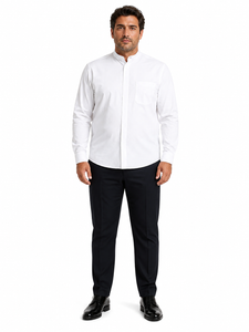 Daniel Ellissa Men's White French Front Dress Shirt w/ Classic Banded Collar