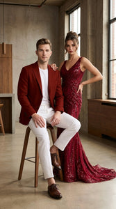 Mens Crimson Red Blazer – Classic Two-Button Wedding, Church, Business & Smart-Casual Sport Coat