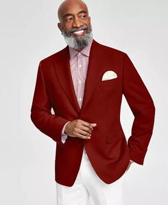 Mens Crimson Red Blazer – Classic Two-Button Wedding, Church, Business & Smart-Casual Sport Coat