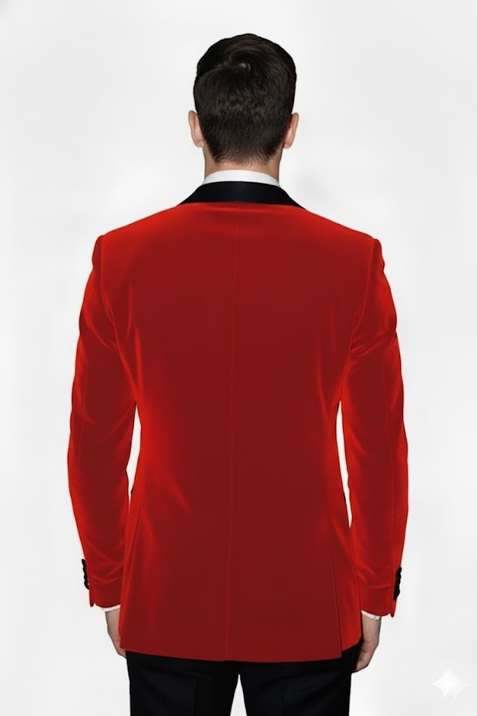 Mens Designer Velvet Tuxedo Jacket in Red