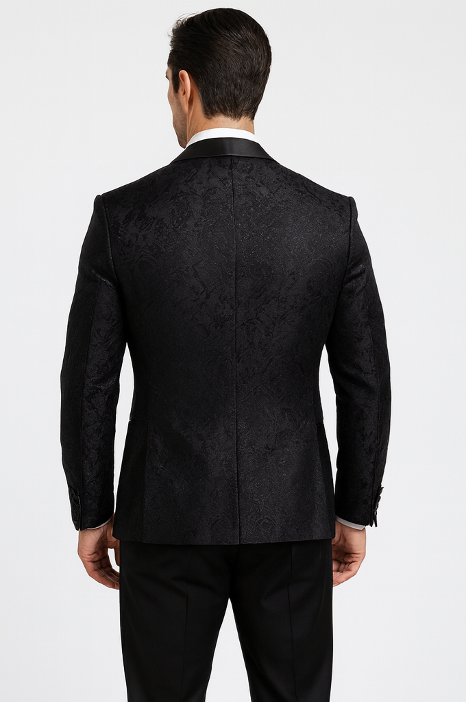 Luxury Black Floral Lace 3-Piece Tuxedo for Men – Perfect Wedding Suit