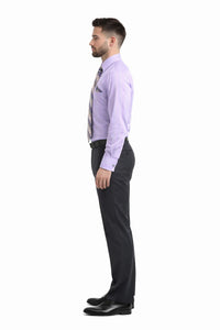 Daniel Ellissa Men's Lavender Tonal Stripe Dress Shirt, Tie & Hanky Set