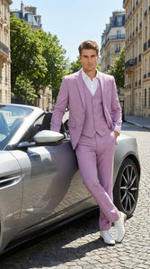 Men’s Dusty Rose 3 Piece Suit – Modern Pink Formal Suit Set for Wedding, Prom and Special Events Pinkish Color