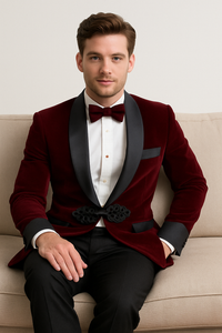 Burgundy ~ Maroon ~ Wine Wedding Blazer ~ Sport Jacket + Matching Bow Burgundy Tuxedo