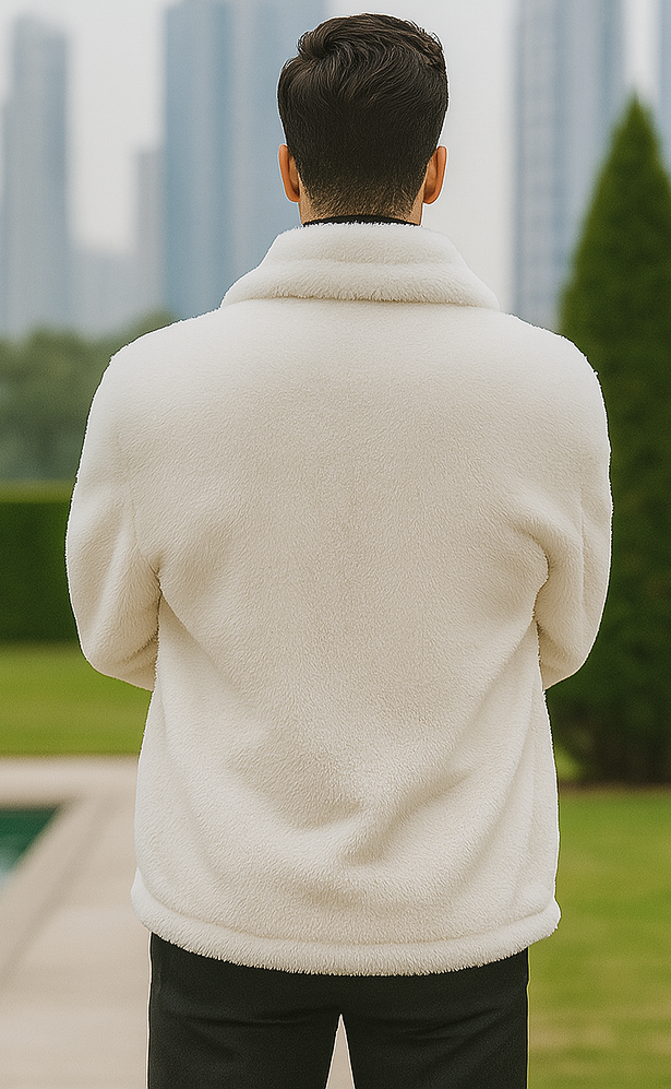 Mens Fur Short Coat White