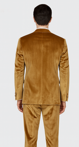 Men’s Formal Gold Velvet Suit – Peak Lapel Skinny Fit 2-Piece by Tazzio