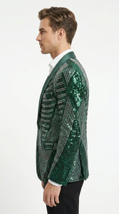 Mens Green Sequin Christmas Holiday Blazer – Luxury Party Jacket for New Year, Wedding and Festive Events New Year Jacket