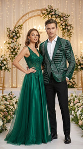 Mens Green Sequin Christmas Holiday Blazer – Luxury Party Jacket for New Year, Wedding and Festive Events New Year Jacket