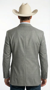 Mens Grey Western Three Button Blazer – Classic Cowboy Style Formal Jacket Business Casual Sport Coat