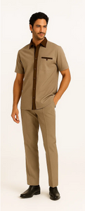 Mens Houndstooth Walking Suit by Dreams by Zacchi – 2 Piece Lei sure Set in brown/tan-$99