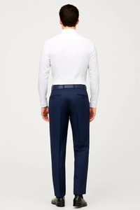 Mens Italian Wool Wide Leg Dress Pants in Navy Blue