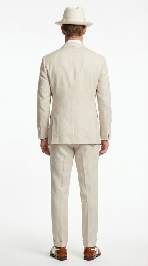 Mens Ivory Off White Double Breasted AI Capone Suit – Classic 1920s Vi ...