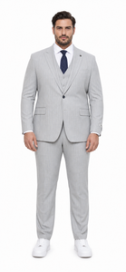 Mens Light Gray and Black Pinstripe 3 Piece Suit – Peaky Blinders Inspired Vintage Gangster 1920s Suit