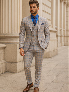 Luxury Light Plaid Suit for Men – Stylish Groom Attire