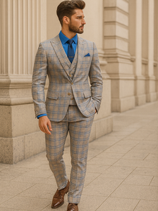 Luxury Light Plaid Suit for Men – Stylish Groom Attire