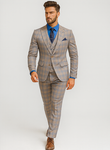 Luxury Light Plaid Suit for Men – Stylish Groom Attire