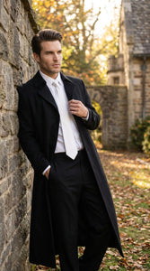 Men's Maxi  Black Full Length Zoot Suit – Vintage Gangster Style Long Coat Formal Suit