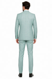 Tiglio Rosso Suit  - Classic Fit Athletic Cut 100% Wool Super 150s Italian Fabric Peak Lapel in Color Mint Green