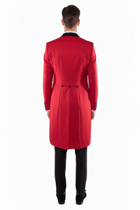 Mens Modern Tail Prom Tuxedo in Red & Black