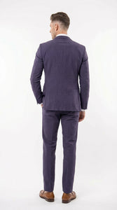 Mens Navy Blue Seersucker Suit – Cotton Fabric Shadow Pattern Ton on Tone Textured Two Button Notch Lapel Formal Summer Suit