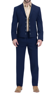 Men’s Navy Blue Formal Suit Set – Western Style 2 Piece Suit for Weddings