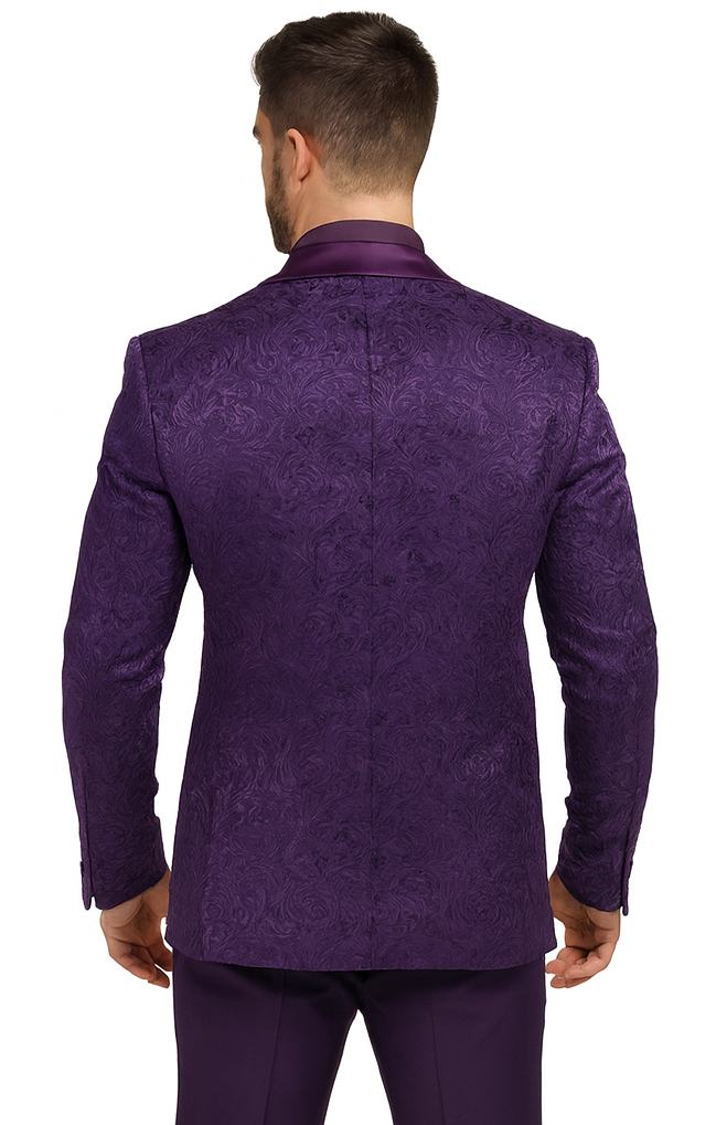 Mens Paisley Blazer - Floral Sport Coat - Purple Sport Jacket