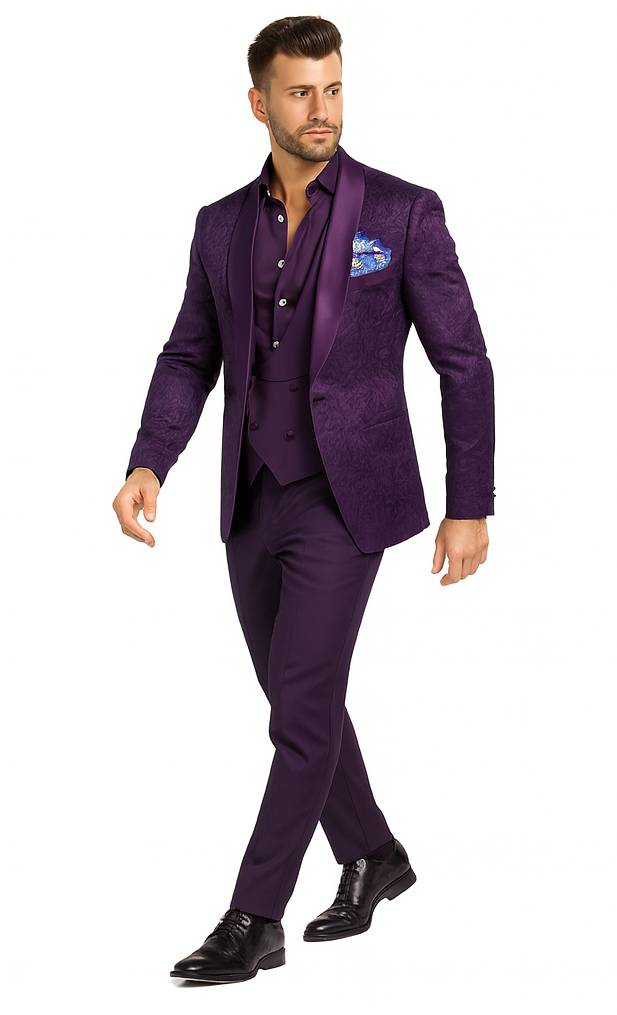 Mens Paisley Blazer - Floral Sport Coat - Purple Sport Jacket