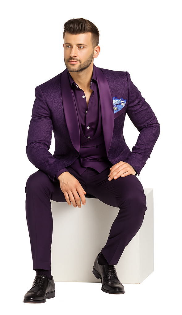 Mens Paisley Blazer - Floral Sport Coat - Purple Sport Jacket