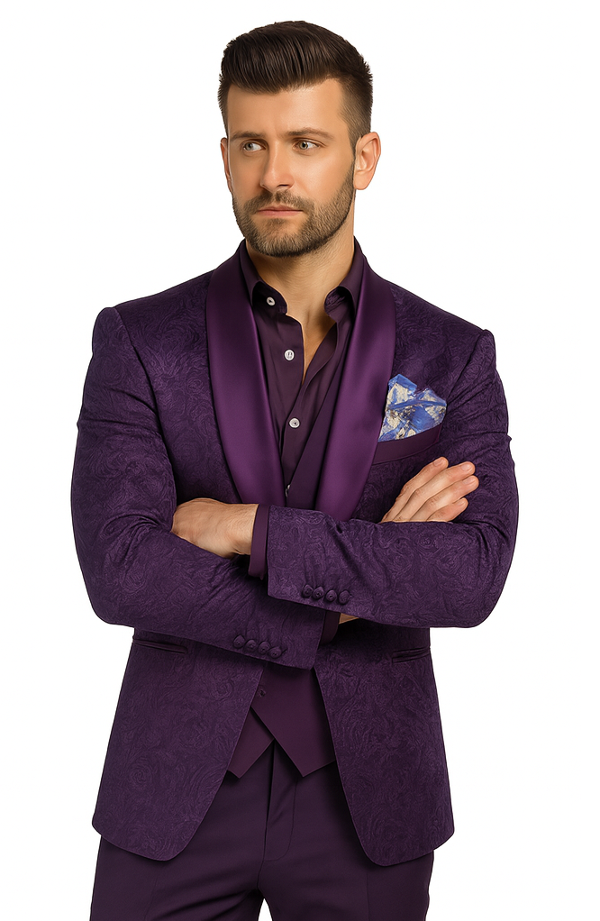 Mens Paisley Blazer - Floral Sport Coat - Purple Sport Jacket