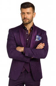 Mens Paisley Blazer - Floral Sport Coat - Purple Sport Jacket