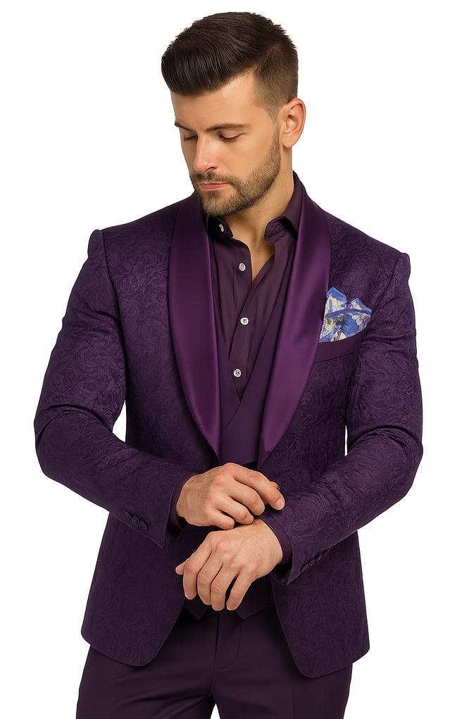 Mens Paisley Blazer - Floral Sport Coat - Purple Sport Jacket