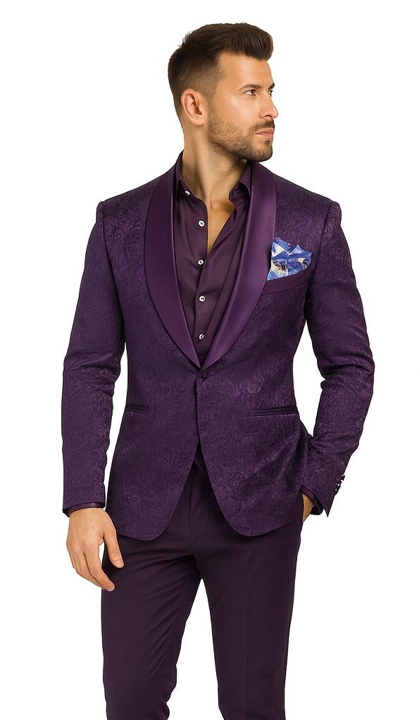 Mens Paisley Blazer - Floral Sport Coat - Purple Sport Jacket