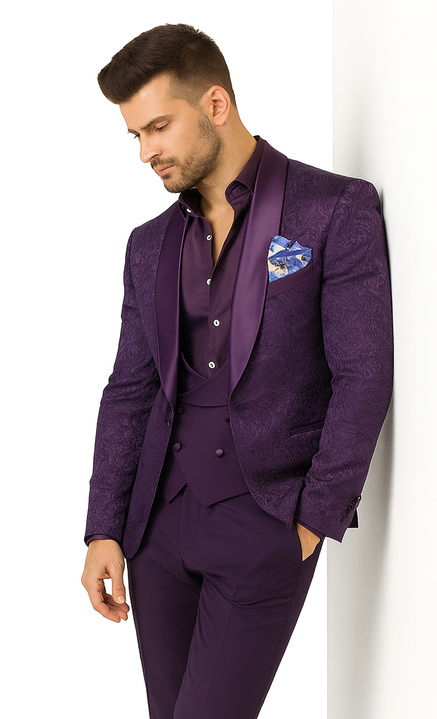 Mens Paisley Blazer - Floral Sport Coat - Purple Sport Jacket