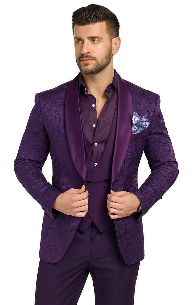 Mens Paisley Blazer - Floral Sport Coat - Purple Sport Jacket