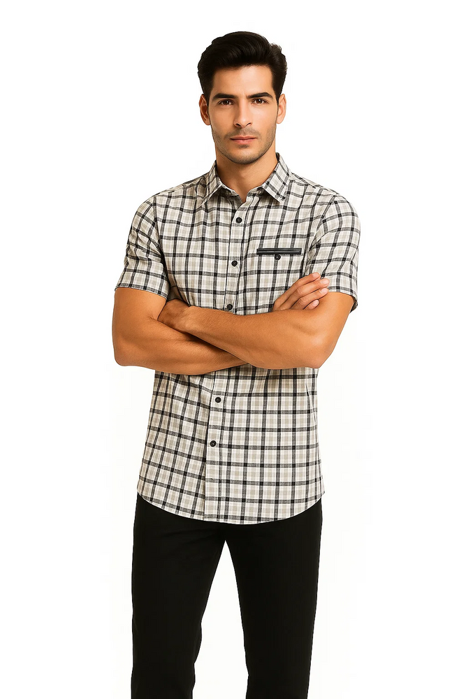 Mens Plaid Walking Suit in black by Dreams by Zacchi – 2 Piece Leisure Outfit with Matching Shirt and pant - $99