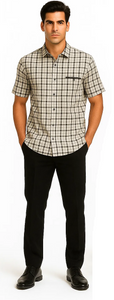 Mens Plaid Walking Suit in black by Dreams by Zacchi – 2 Piece Leisure Outfit with Matching Shirt and pant - $99