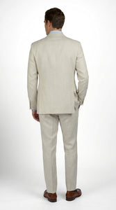 Mens Real ENZO Tovare Linen Spring Summer Suit – Lightweight Breathable Light Beige Wedding Suit