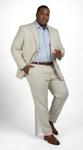 Mens Real ENZO Tovare Linen Spring Summer Suit – Lightweight Breathable Light Beige Wedding Suit