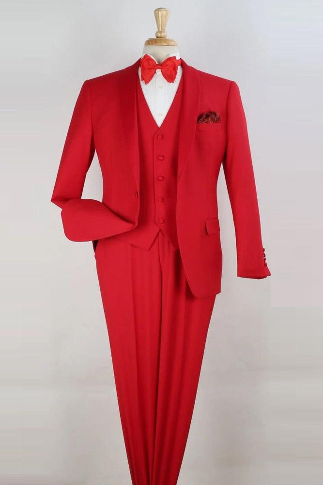 Mens Red Vested Shawl Tuxedo: Royal Diamond Modern Fit 1-Button - USA Men's Outlet