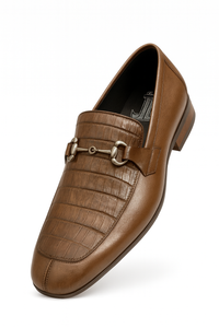 Men’s Regal Brown Slip-On Shoes – Genuine Crocodile & Calfskin Leather