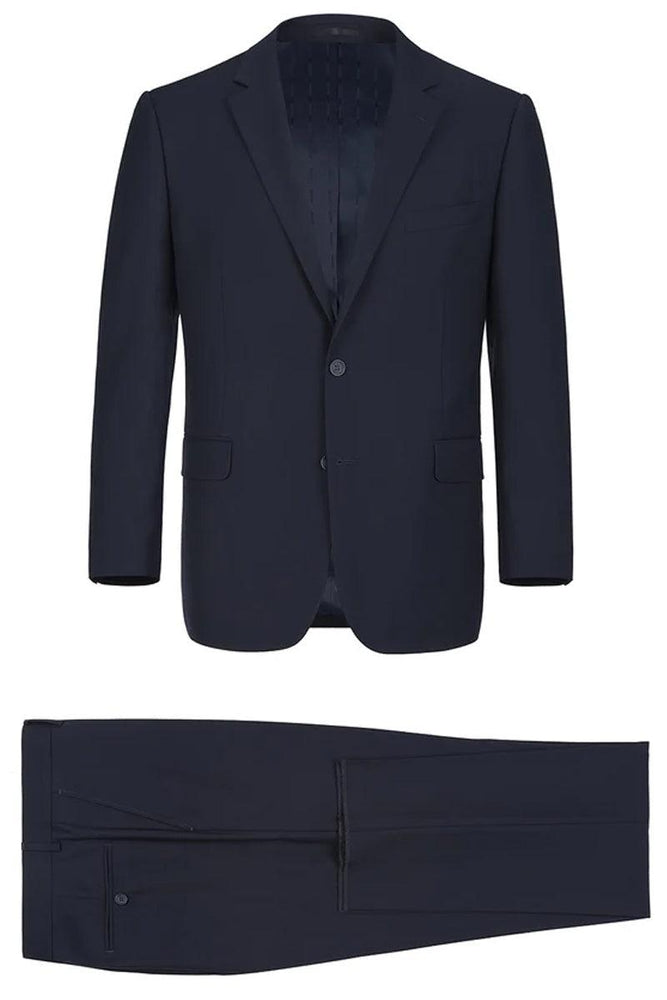 Mens Renoir Slim Suit: Classic Two-Button with Optional Dark Navy Vest - USA Men's Outlet