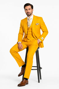Rossi Man ELI RM103 Bold Yellow 3-Piece Suit – Men’s Formalwear