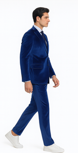 Royal Blue Velvet Suit for Men – Tazzio 2-Piece Slim Fit Peak Lapel Formalwear