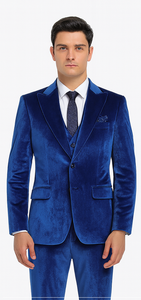 Royal Blue Velvet Suit for Men – Tazzio 2-Piece Slim Fit Peak Lapel Formalwear