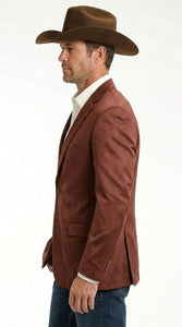 Mens Rust Light Brown Shiny Western Blazer – Cowboy Style Formal Sport Coat Jacket in Copper Color Slim Fitted