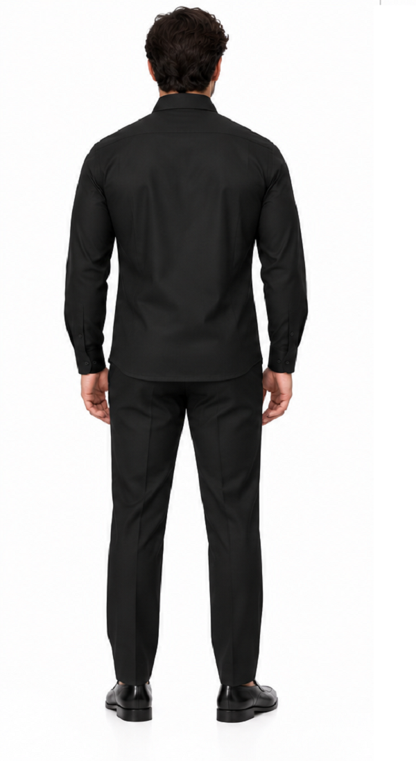 Men’s Black Embroidered Walking Suit – Long Sleeve Shirt & Matching Pants Set
